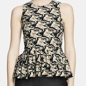 Kenzo Jacquard Knit Tiger Peplum Top